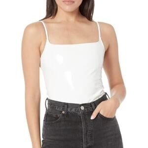 Commando Faux Patent Leather Spaghetti Strap Bodysuit in White Size Medi…